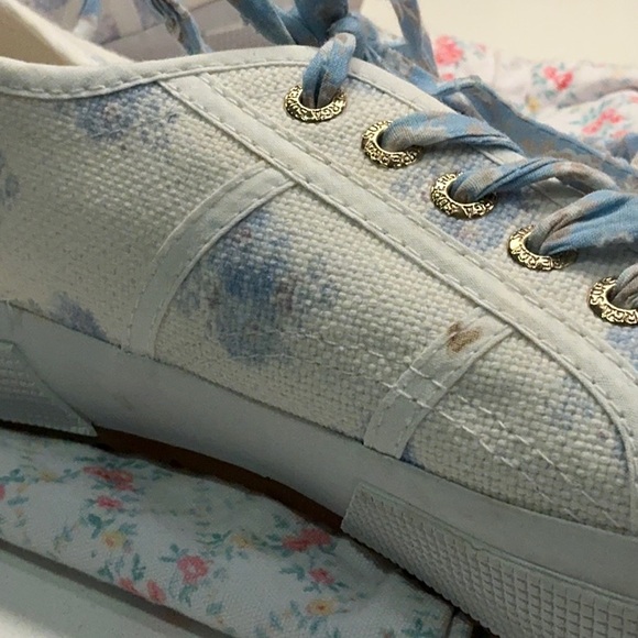 SUPERGA x LOVE SHACK FANCY Blue White Low Profile Floral Print Sneakers EU 41 - Picture 10 of 10